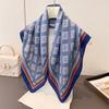 Contrasting color frame geometric imitation velvet herringbone pattern cotton and linen feeling small square scarf silk scarf headscarf shawl decorati