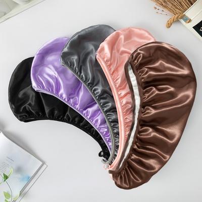 Bonnet de séchage rapide pour cheveux Double couche Satin Bonnet Serviette de luxe pour cheveux Enveloppement pour cheveux pour femmes