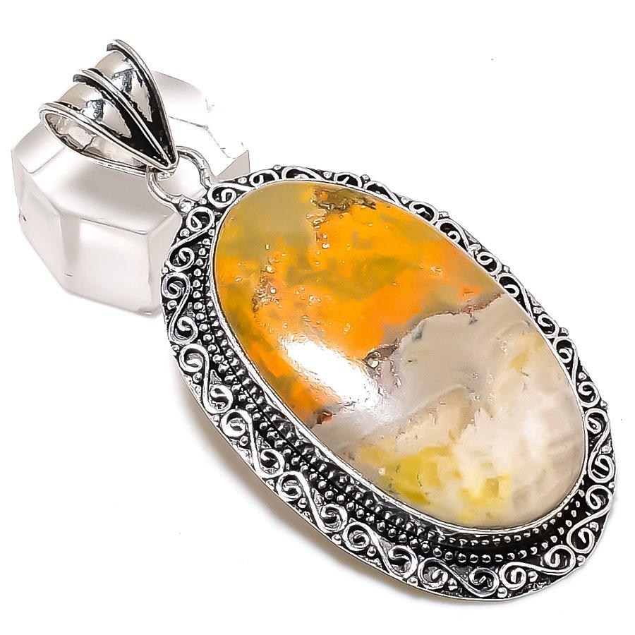 

Bumble Bee Jasper Handmade 925 Sterling Silver Jewelry Pendant 2.64 H9H02