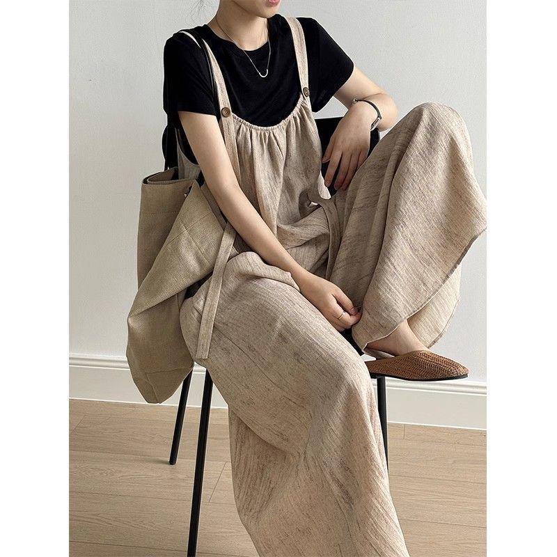 

Women s Retro High-Waist Wide-Leg Jumpsuit - Summer Casual Loose Fit M (Recommended for 80-100 Jin)