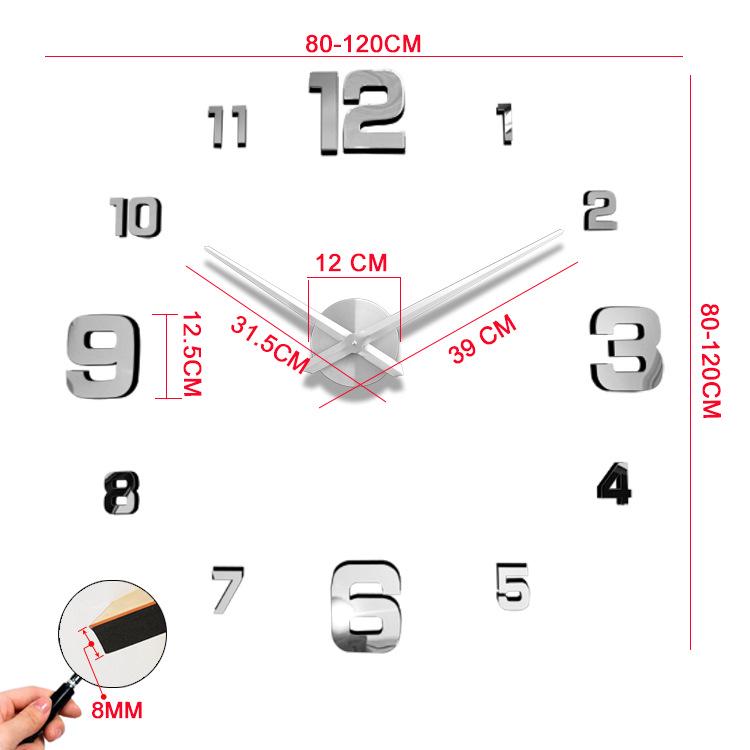 3D Acrylic Stereo Wall Clock DIY Hanging Large Fashion Crystal Clock for Living Room