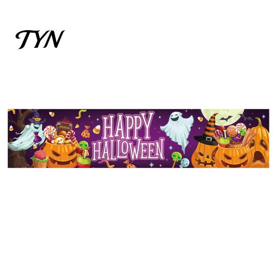 Indoor Outdoor Hanging Banner Large Happy Halloween for Outside, 70 x 15 Inch Yard Sign Front Porch Decor Flag, Spooky Welcome Garden Fence Home Party