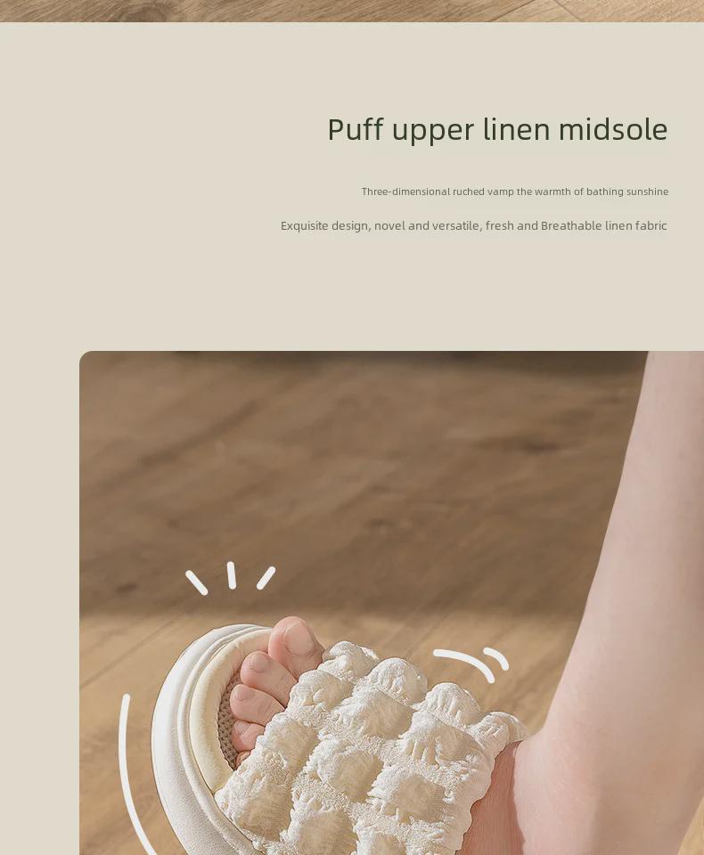 Xiaohongshu's Women's Indoor Linen Slippers: Soft, Silent, EVA Thick-Soled, Perfect for Spring and Autumn.