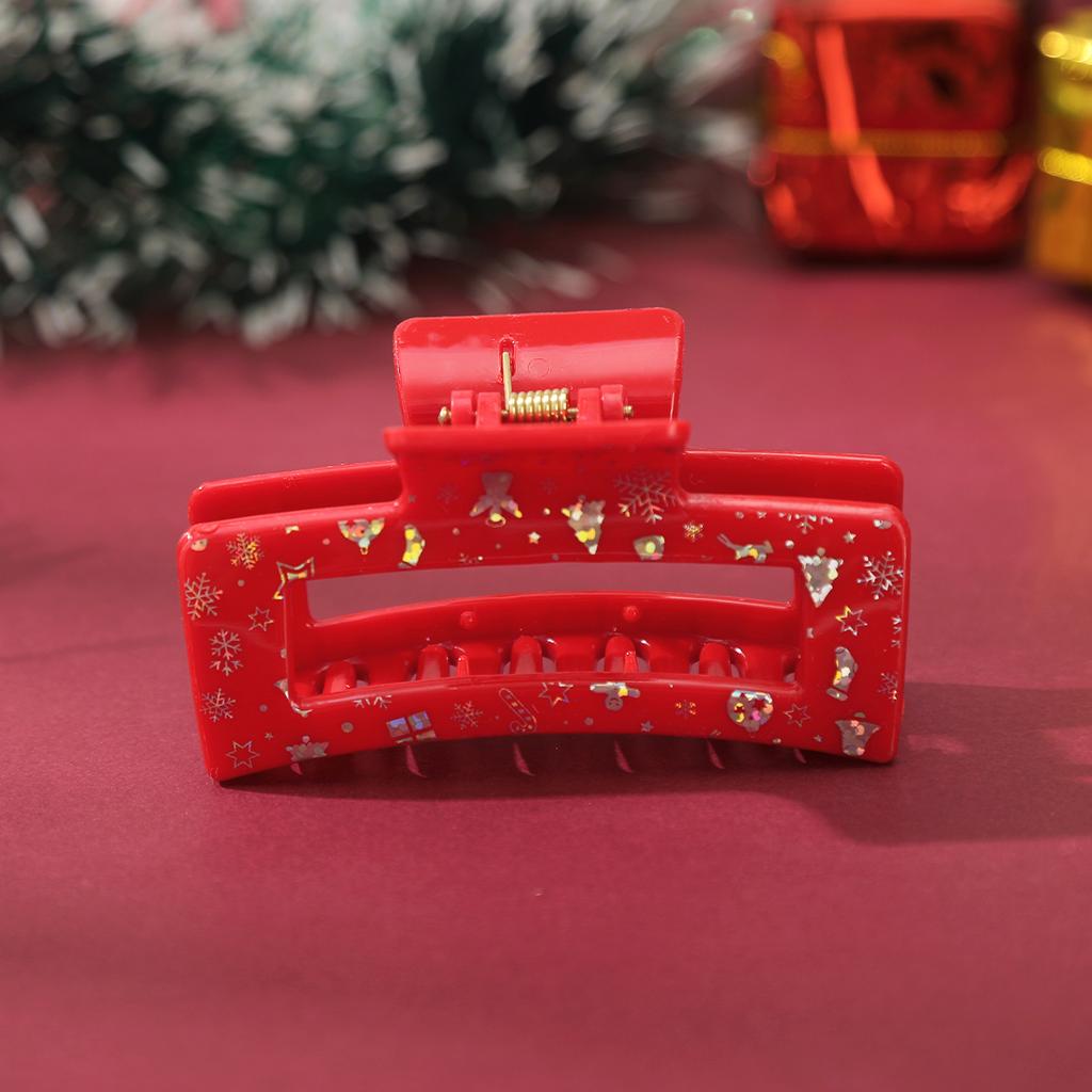 AWAYTR Christmas Pattern Hair Claws Acrylic Square Hair Clips Crab For Women Girl Gift Hair Accessories Festival Headwear