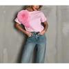 Spring New Women's Clothing French Sweet Casual Easiest for Match O-neck Short Three-Dimensional Flower Pure Color Short Sleeve T-shirt
