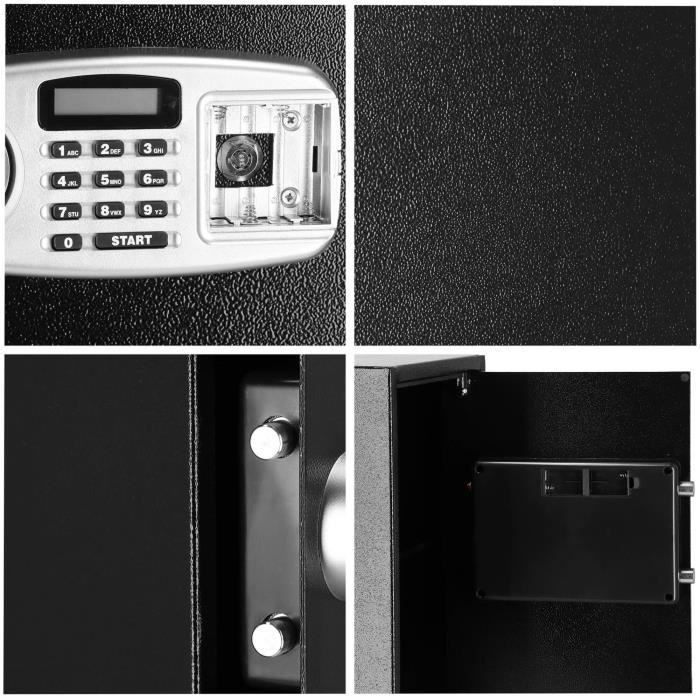 Coffre-fort - SPRINGOS - 35x36x50cm - Métal Revêtu Par Poudre - Serrure À Code Et Clé - Noir