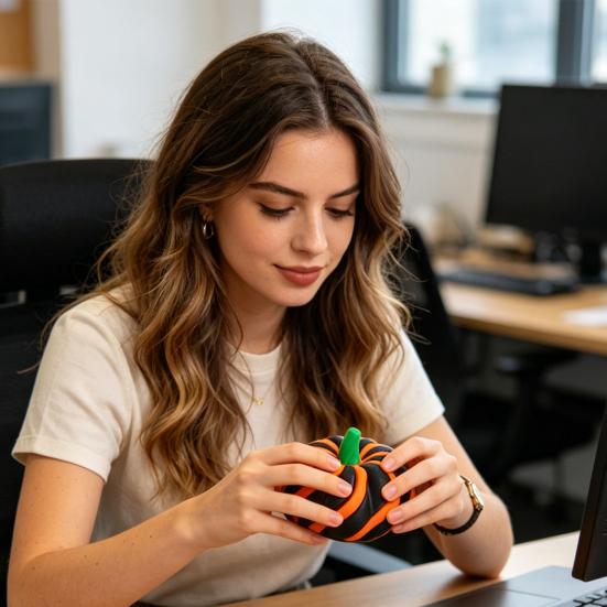 Pumpkin Spinner Decompression Toy 3D Printed Stress Relief And Anxiety Reduction Fidget Toy Smooth Spin And Stretch Sensory Toy for Office