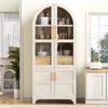 Highboard with Adjustable Shelves and Drawer, with Fluted Glass and Large Storage Space, Ideal for Dining Room, Living Room and Kitchen (white)