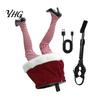 Festive Indoor Wall Hanging Decor Christmas Swinging Leg Ornament, Electric Santa Legs for Tree, Home Gifts Fluffy Funny Tree Topper with Clip,
