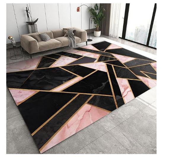 Wohnzimmer Dekoration Teppich Geometrisches Dunkles Muster Sofa Couchtisch Matte Schlafzimmerteppich