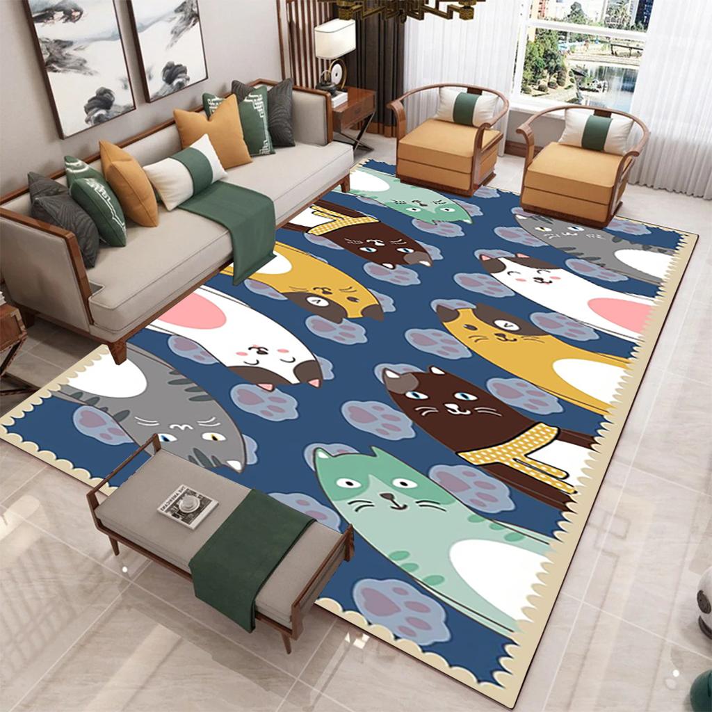 Cartoon Cat Pattern Carpet Mat Large Carpet Decoration Room Living Room Bedroom Household Floor Mat Handsome Mage Cat Carpet