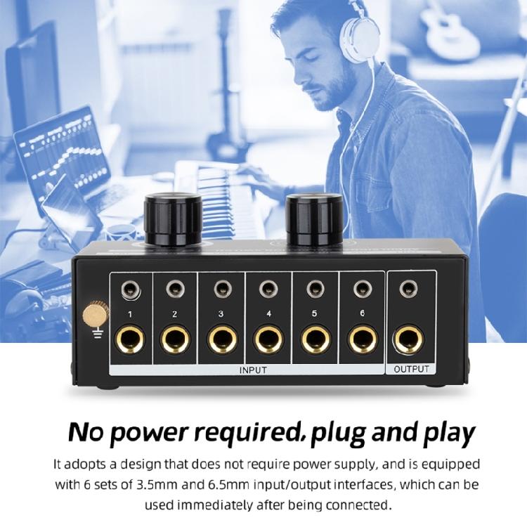Compactly 6Channel Audios Switcher For Clear Sound And Easy Setups Eliminates Noise and Sound Interferences Selector