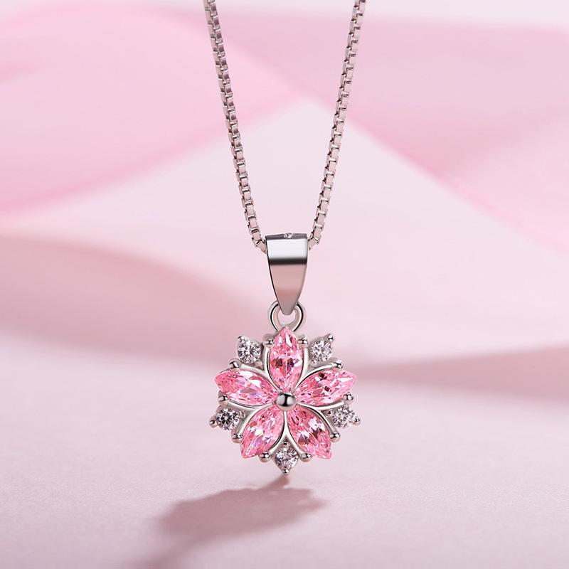 

Подвеска из серебра 925 пробы «Цвет сакуры» для женщин - в японском и корейском стиле, простая и элегантная цепочка для ключиц, подарок S925 Silver