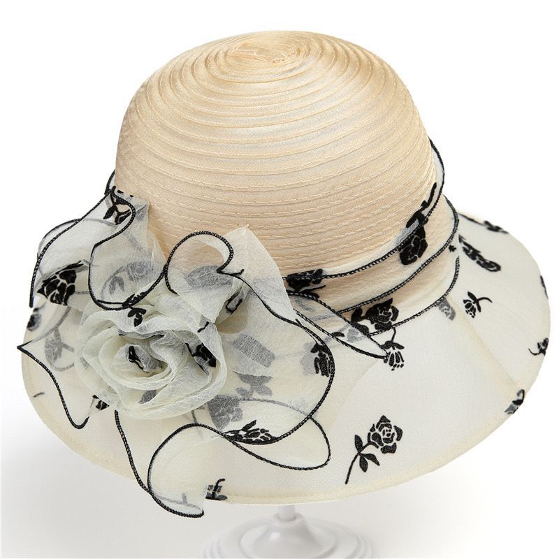 Sun Hat Women's Summer Organza Fisherman Hat Travel Vacation Sun Hat UV Resistant Retro Hat