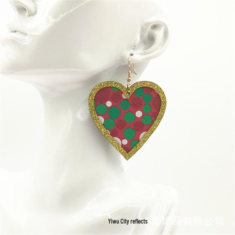 Creative Geometric Christmas and New Year Glue Leather Earrings