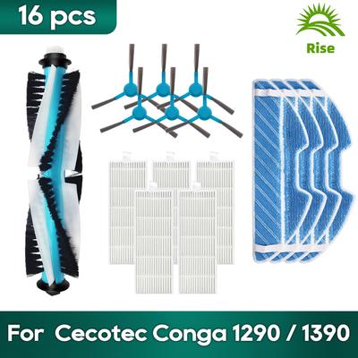 Compatible For Cecotec Conga 1290 / 1390 / 1590 Robot Vacuum Replacement Parts Roller Brush Rag Mop Cloth Hepa Filter