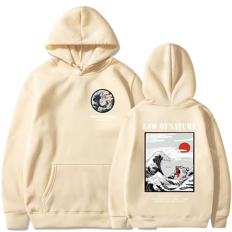 

Новая мода, японская вышивка, забавные флисовые толстовки с принтом кота и волной, зимние повседневные толстовки в стиле хип-хоп, уличная одежда S хаки