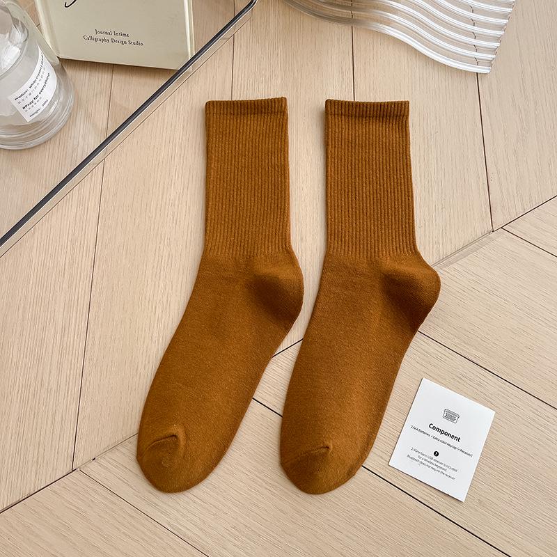 Bunte Damen Baumwoll Kniehohe Tanzsocken: Macaron Bonbonfarbe, Wadenlang, Japanischer Stil