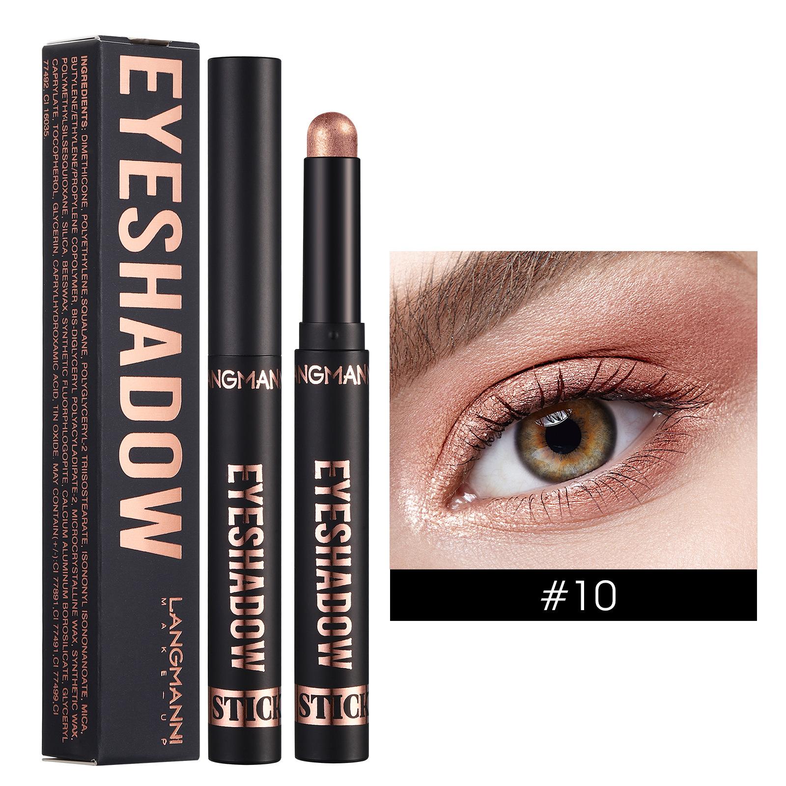 Schimmernder Lidschattenstift in 14 Farben, wasserfest, langanhaltend, glitzernder Lidschattenstift, hochpigmentierter Augen-Make-up-Lidschattenstift, Geschenk für Frauen 10