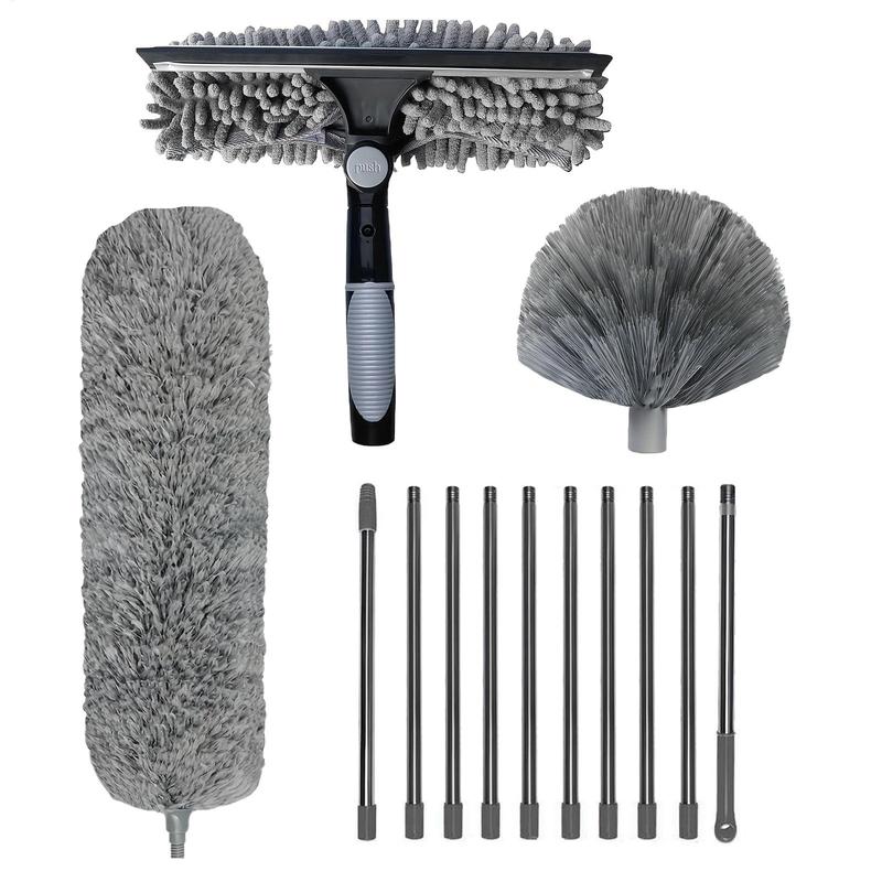 2in1 Ceiling Duster Window Cleaning Brush Telescopic Microfiber Dust Cleaning Brush Glass Wiper Ceiling Window Cleaning Tool