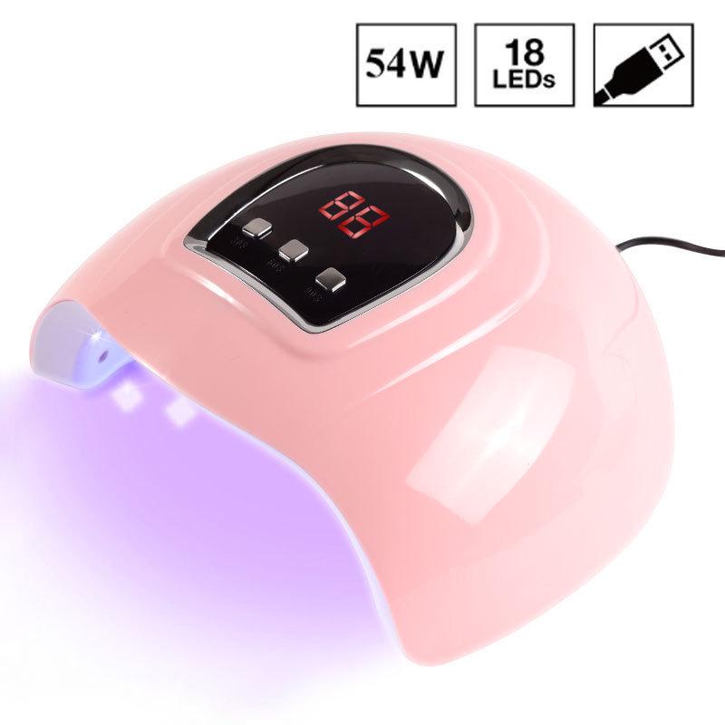 54W Dual Light UV LED Nail Lamp for Gel Curing, Large Space, Sun Pink