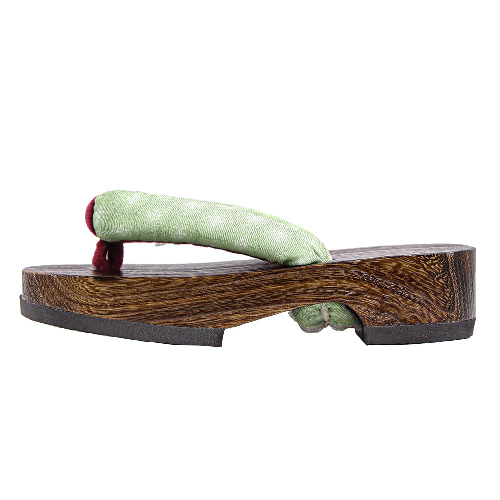 Geta in Dull Burnt Paulownia Wood for Girls [KYOETSU] (Japanese Clogs) (3 Khaki, measurement_18_point_0_centimeters)