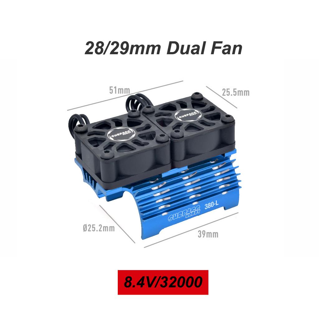SURPASS HOBBY 28/29mm RC Motor Cooling Fan Metal Heat Sink Holder 8.4V 32000RPM for 1/8 1/10 1/12 RC Car Brushless Motor 380 390