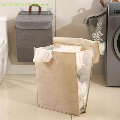 1 Pc Foldable Adhesive Laundry Basket Hamper, Multifunctional Punch Free Wall Hanging Washing Clothes Mesh Hook Organizer