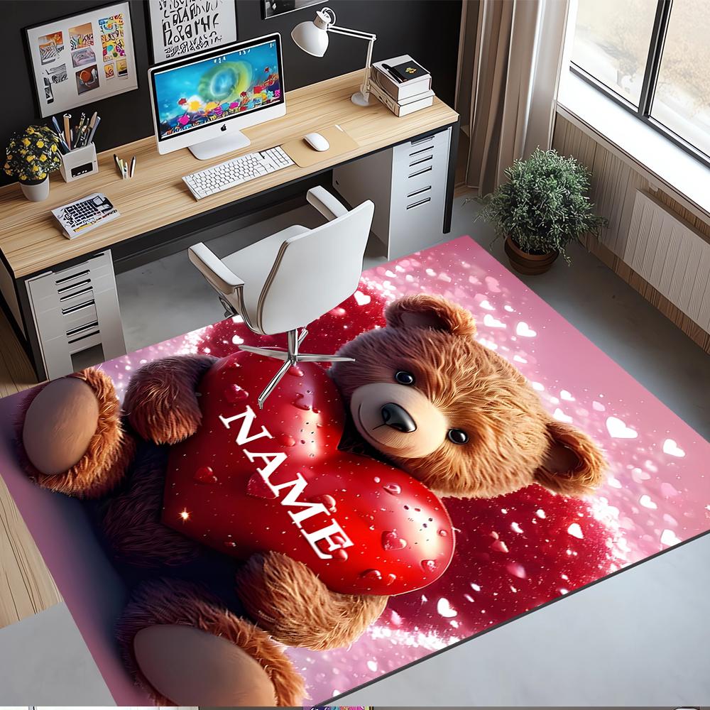 Custom Name Love Printed Carpet,Rug for Office Chair Living Room Bedroom Kitchen Room Decor Gifts.