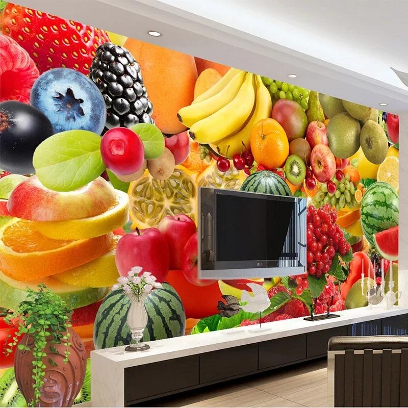 Papier Peint Moderne 3d Stéréo Photo de Fruits Papier Peint Cuisine Magasin de Fruits Fond Décor Mural