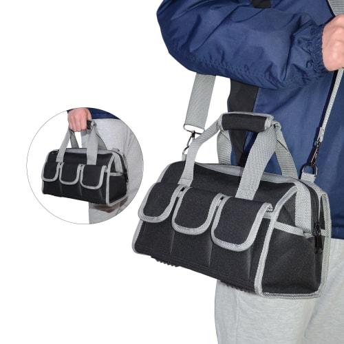 Tool Bag, Tool Bag, Storage Bag, Tool Bag, with Shoulder Strap, Large Storage, Wide Opening, Lightweight, Durable, Multifunctional, Reinforced Bottom,