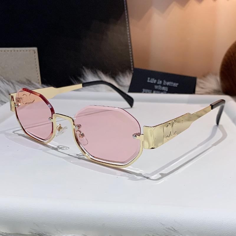 

Стильные, Модные, Полуободковые, Защищающие от УФ-лучей, Металлические Женские Солнцезащитные Очки Французской Овальной Формы