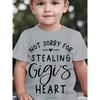 European size Summer Fashion Short-Sleeve T-Shirt for Boys with The Print 'NOT SORRY FOR STEALING Gigi'S HEART' Casual Top