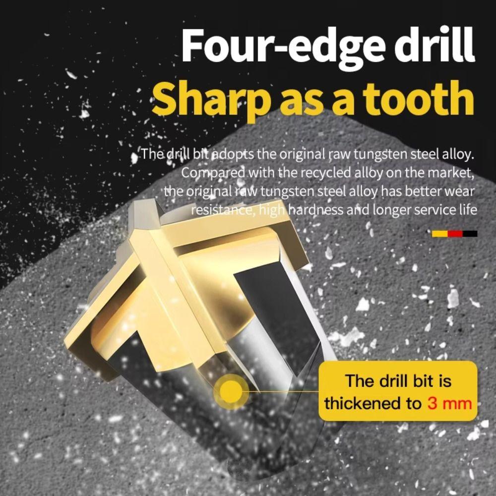 Round Shank Hammer Drill Bits Silver Hammer Accessories Durable Cross Tips  Concrete