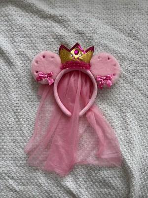 Disney Minnie Princess Headband Crown Veil Pink Ears Tokyo Resort Japan