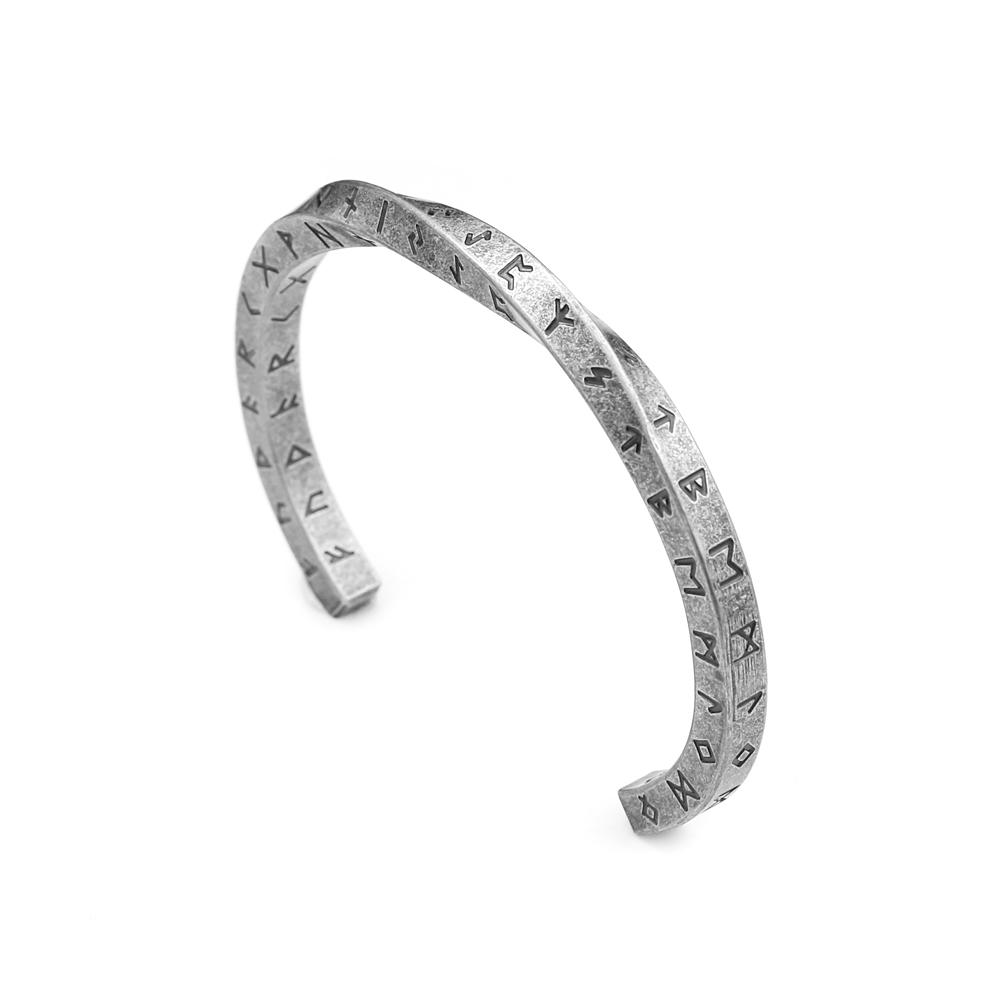 316L Stainless Steel Mobius Viking Runes Bracelet for Men Women Nordic Pagan Amulet Jewelry Fashion Opening Bracelet