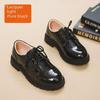 Boys' Black Leather School Shoes - Soft Sole, Floral Design, Korean Style