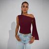 Women's One Shoulder Top Sleeveless Ruched Slim Fit Asymmetrical Going Out Blouse
