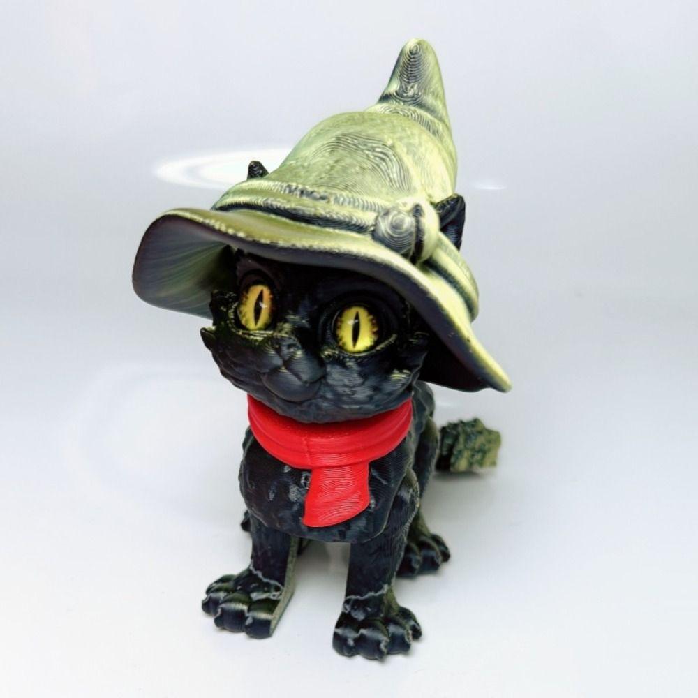 Plastic Material 3D Printed Cat Model Realistic Design Cute Cat Figure Desktop Display