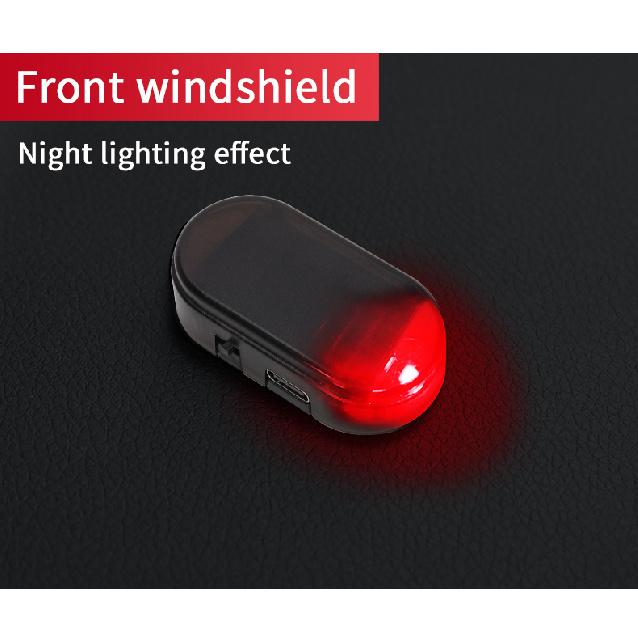 1pc Car Fake Security Light Solar Powered Simulated Dummy Alarm Wireless Warning Anti-Theft Caution Lamp LED Flashing Lights Dome Lights 6