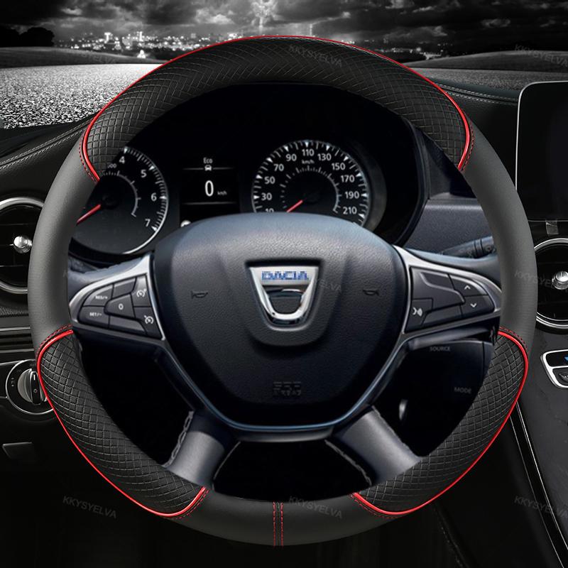 Чехол на руль автомобиля из искусственной кожи для Dacia Sandero Stepway Crossover для Renault Sandero, автоаксессуары красный