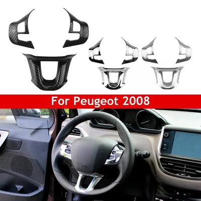 3 Pezzi/Set Decorazione Volante Auto Copertura Trim Adesivo Adatto per Peugeot 2008 208 308 2014-2018 Accessori Interni Auto
