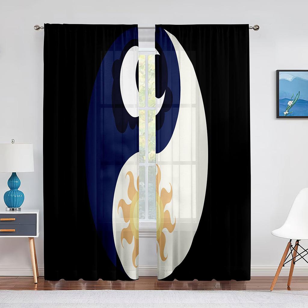 Oriental Themed Dragon with Yin Yang Curtains for Living Room Home Decor Modern Kitchen Bedroom Window Cortinas 2pcs Rod Pocket