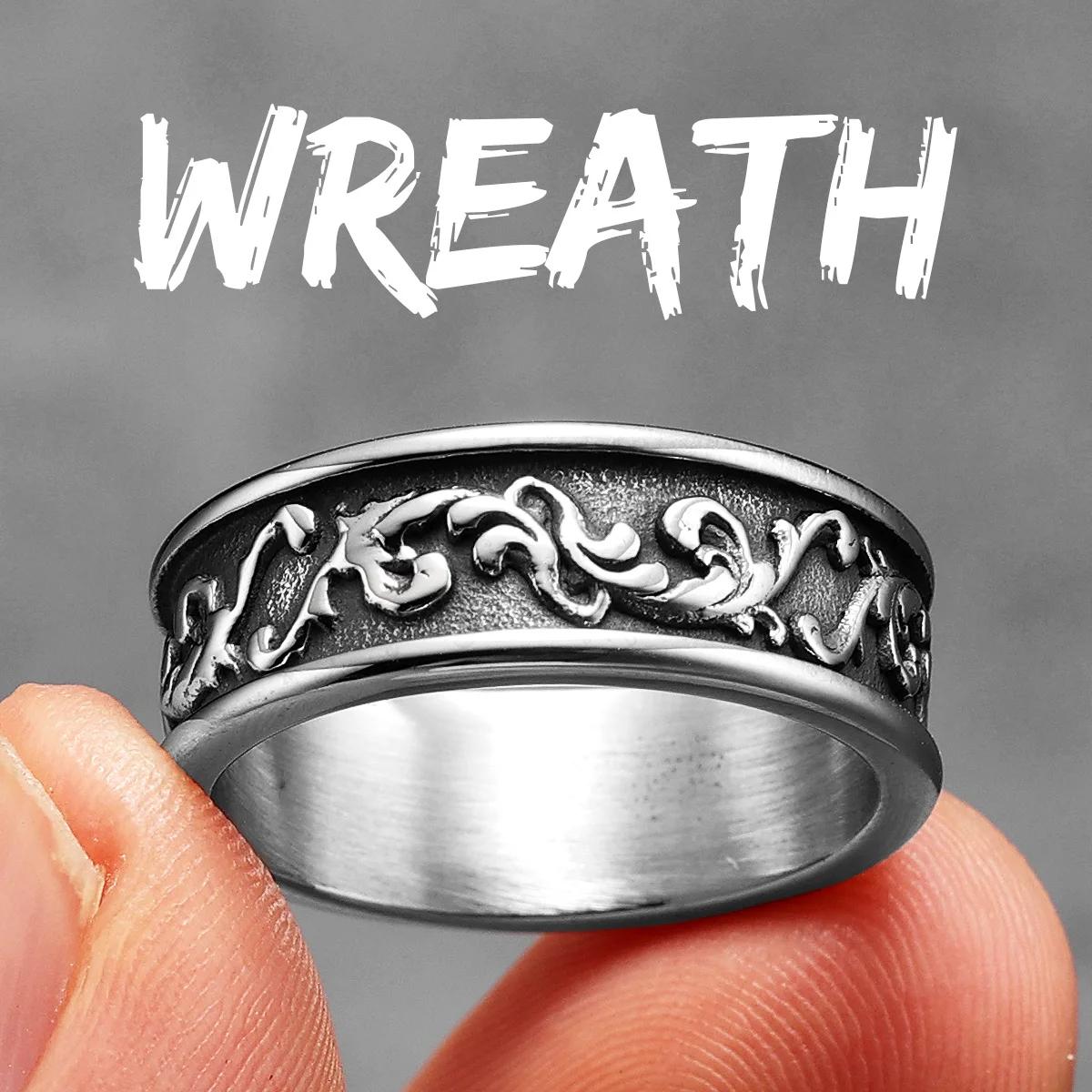 

Эстетический цветочный венок мужские кольца из нержавеющей стали ретро панк готика нью-рок женские ювелирные изделия модные аксессуары подарок 10