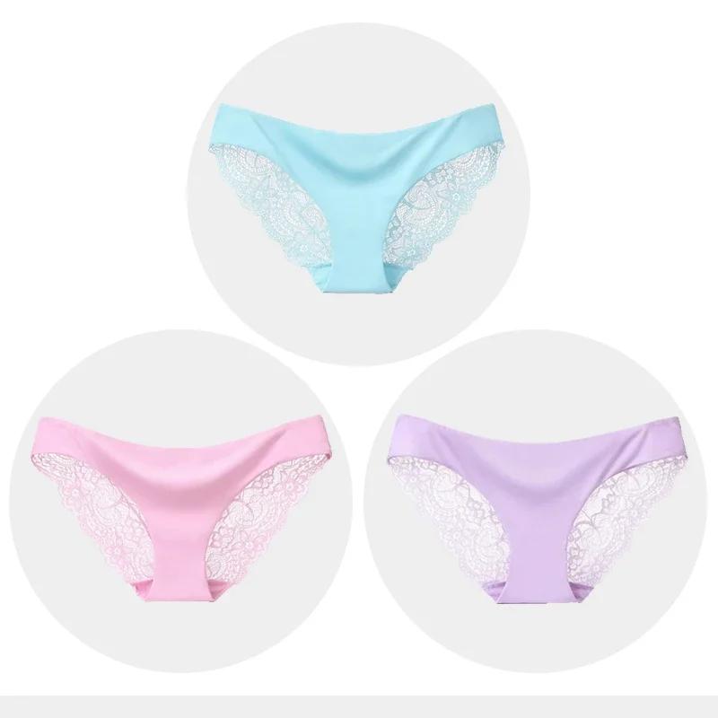 Women's Seamless Underwear Leopard Intimate Women Sexy Lace Black Floral Panties Seamless Panty 3 Pcs/set