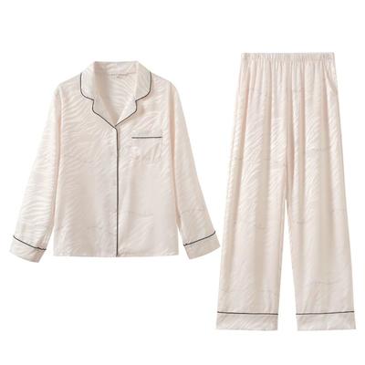 Nouveau Pyjama Motif Tigre, Ensemble Pyjama Haut de Gamme en Soie Glacée, Ensemble Vêtements d'Intérieur Femme Printemps et Automne Manches Longues et Pantalon