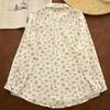 Spring Yuanbao Collar Floral Print Double Layer Gauze Cotton Shirt - Women's Loose Cotton Linen Style