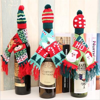 Christmas Wine Bottle Decoration Christmas Scarf Hat Set Christmas Wine Bottle Sleeve