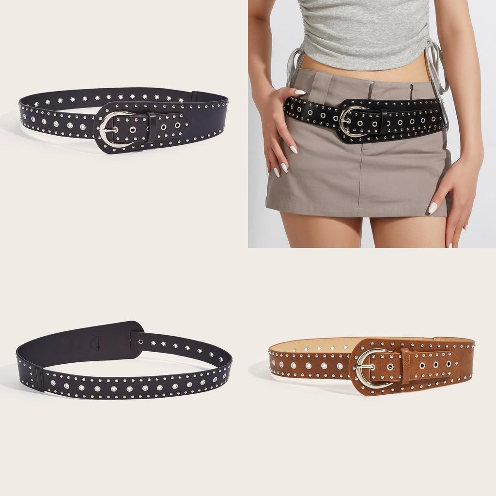 Punkinspired Alloy Buckle Belt With Faux Leather Material For Fashion Enthusiasts