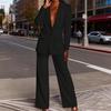 Damen 2-teilige Blazer-Outfits Business Casual Ein-Knopf-Blazerjacke Weitbeinige Elegante Hosen Set Professionelle Arbeits-Büro-Sets